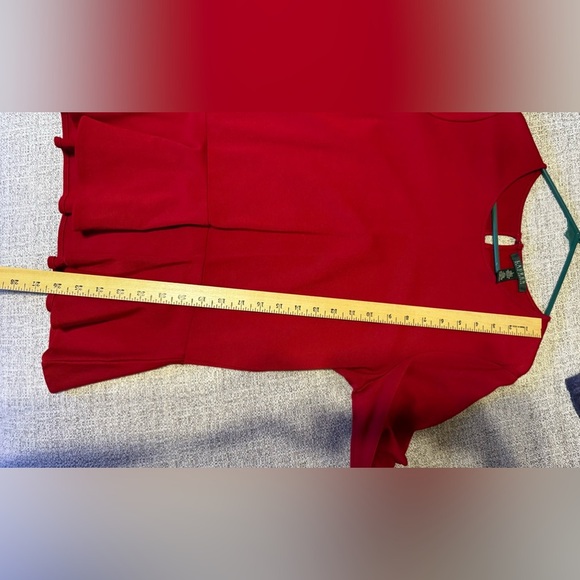 Lauren Ralph Lauren Red Long Sleeve Shirt Ruffle Sz L - Picture 9 of 9